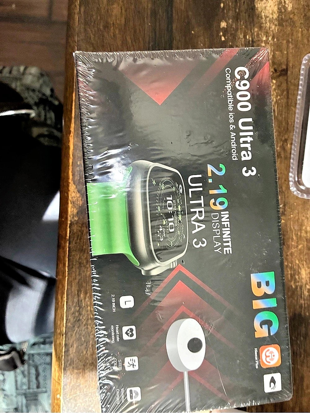 BIG C900 Ultra 3 Smartwatch Black Green NWT